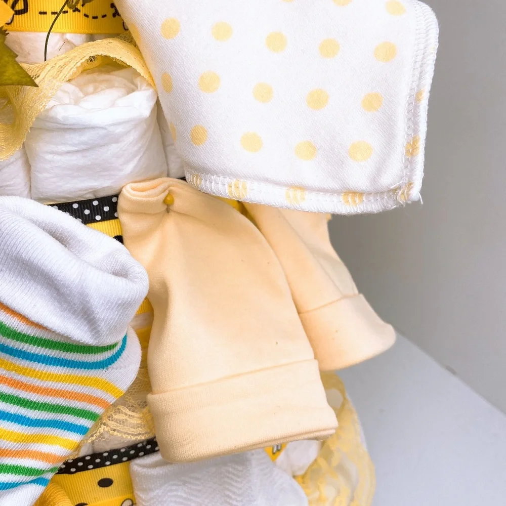 Twins Bees Diaper Cake, Neutral Gender Cake